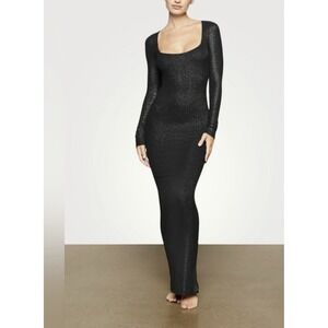 Skims Women's Soft Lounge  Long Sleeve Dress Onyx, Size 3X F-148‎